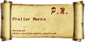 Preller Menta névjegykártya